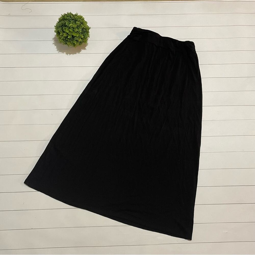 Liz Claiborne Black Jersey Knit Long Modest Midi Maxi Skirt Women’s Small Petite